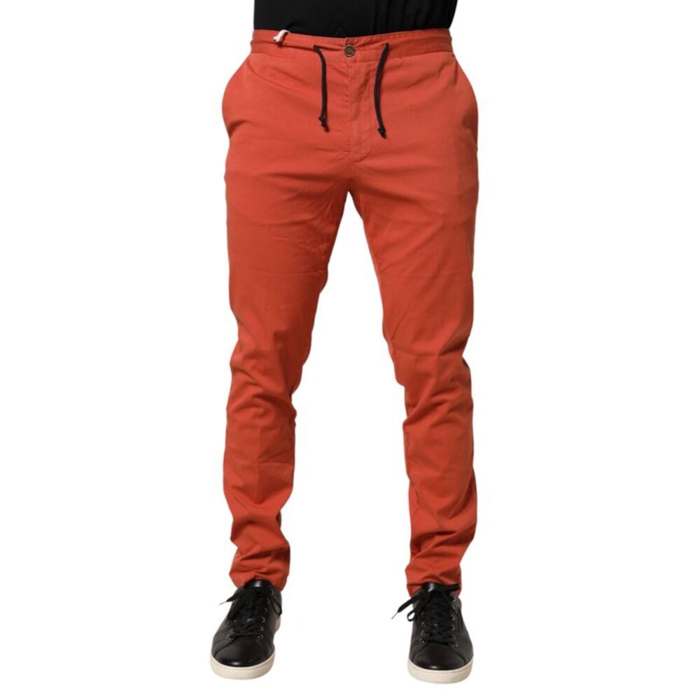 Domenico Tagliente Orange Skinny Fit Men Chino Trouser Men's Pants